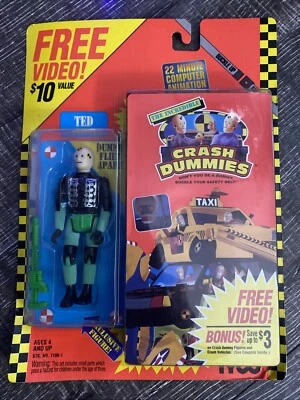 Figura de acción Crash Dummies Ted Pro-Tek con video de dibujos animados VHS de colección 1992 Tyco Foto 1 de 2