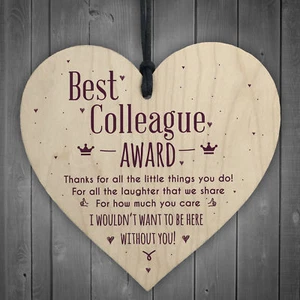 Best Colleague Award Hanging Heart Plaque Work Friendship FRIEND Sign Thank You - Picture 1 of 7