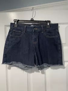 Old Navy Women's Size 6 The Flirt Jean Shorts Dark Wash w/ Distressing EUC - Picture 1 of 5