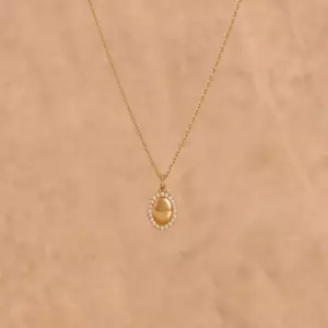 1.2 Ct Moissanite Women's Charm Necklace 14K Yellow gold Plated Silver 925 - Picture 1 of 5