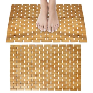 Alfombra rectangular de bambú para baño alfombra antideslizante de madera - Imagen 1 de 11