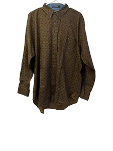 Vintage Ralph Lauren Hemd Large Braun Button Down Langarm Geometrisches Muster - Bild 1 von 7