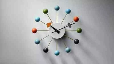 Reloj de Pared Bola George Nelson Antiguo Multicolor Moderno Contemporáneo Foto 1 de 4