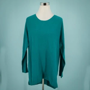 Jigsaw Size Small Medium S M Teal Green Crew Neck Long Sleeve Cotton Sweater  - Picture 1 of 6