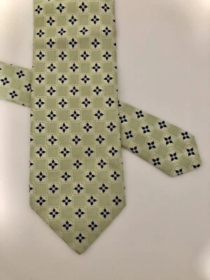 Corbata de seda geométrica Daniel Cremieux para hombre 3,5" x 59" verde azul negro 100 % seda Foto 1 de 4