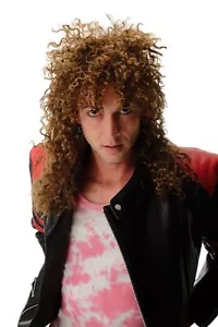 Perücke Braun Männer Frauen Locken Zottelfrisur lang Hardrock Heavy Metal Mähne - Bild 1 von 9