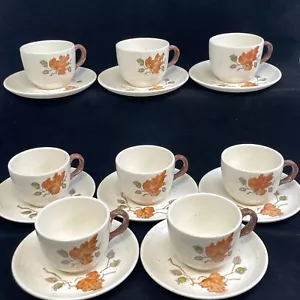 Tazas de café dorado vintage Metlox Poppytrail Woodland 8 piezas Acción de Gracias - Imagen 1 de 22