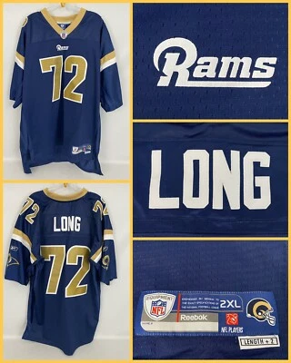 Jersey cosido azul Reebok XXL para hombre CHRIS LONG #72 St. Louis RAMS Foto 1 de 4