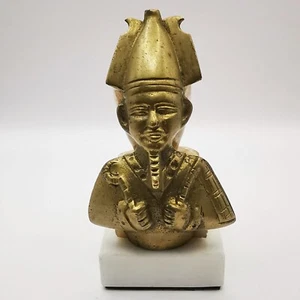 Ägypten 70er Vintage Statue "Pharao" Bronze und Marmor Papierpresse Mini 835g. - Bild 1 von 6
