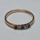9Ct Yellow Gold Natural Sapphire Natural Diamond Channel Set Ring O