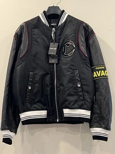 Roberto Cavalli Men’s Bomber Jacket Leather & Nylon Brand New With Tags Size 38 - Picture 1 of 8