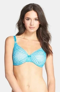 New CHANTELLE 2142 Illusion Seamless Molded Underwire Bra 36DDDD Teal Curacoa - Picture 1 of 4
