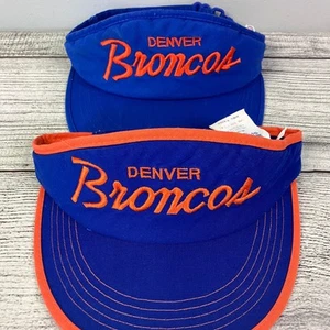 Vintage 1990s Denver Broncos Sports Specialties Script 2pc Visor Bundle - Picture 1 of 6
