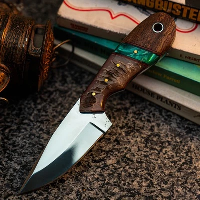 Cuchillo Damasco/Acero 7.8" Listo para Regalo Full Tang Hunt it Hunt + Funda de Cuero Foto 1 de 4