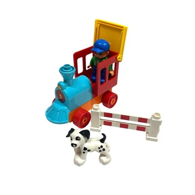 Duplo Lot Train Car Dog Dalmatian Fence Conductor Man Figure  - Image 1 of 3