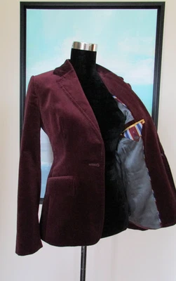 Blazer J.Crew Willa Elastizado Terciopelo Púrpura Ciruela Preppy Rayas Academia Petite 8 Foto 1 de 4