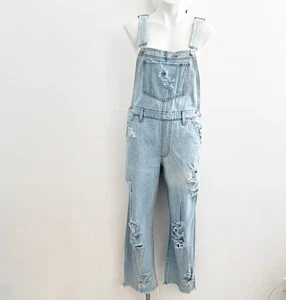Levi’s Jeans Original Latzhose Damen Denim Distressed Hellblau SMALL Neu ohne Etikett - Bild 1 von 15