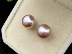 ¡Promoción por tiempo limitado! AAA+ Pendientes de perlas moradas mar sur reales de 8-9 mm oro 14k - Imagen 1 de 4