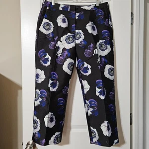 J. Crew Womens Lined Black Floral Dress Pants with Pockets Sz 12 EUC - Picture 1 of 13