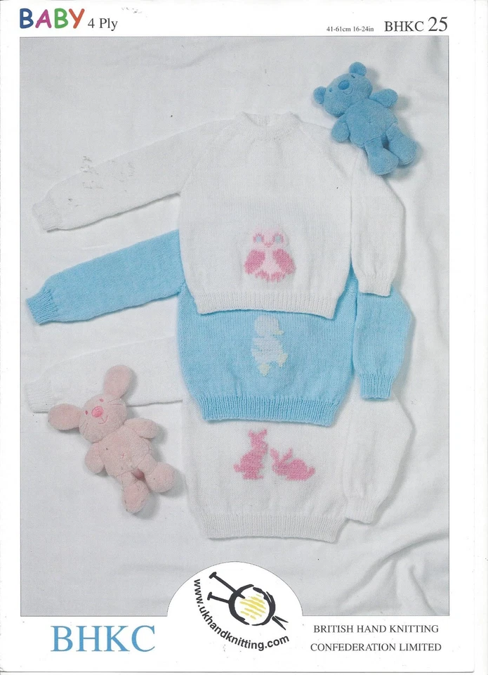 Knitting pattern baby/toddler sweater in 4 ply with 3 motifs, owl, duck, rabbit - Image 1 of 1