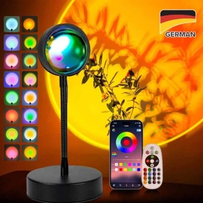Sonnenuntergang Lampe USB LED Nachtlicht Regenbogen Projektor 16 Farben Sunset - Bild 1 von 4