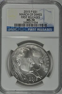 2015 P March of Dimes Uncirculated Silver Dollar NGC MS70 First Releases - Picture 1 of 5