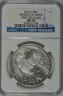 2015 P March of Dimes Uncirculated Silver Dollar NGC MS70 First Releases - Image 1 of 4