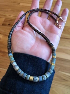 Vintage 1970s Blue Coral Heishi Necklace 20" Artisan Southwest - Picture 1 of 2