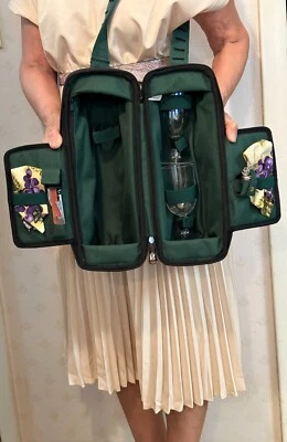 SERVICIO DE BOLSA DE VINO AISLADA PICNIC TIME PARA 2 CAZADORES VERDE NUEVO CON ETIQUETAS Foto 1 de 4