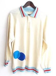 Herren Trachten Strick Hemd creme mit blau roten Streifen Gr. L - Picture 1 of 2