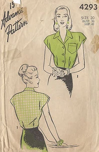 1940s WW2 Vintage Sewing Pattern B38 BLOUSE (1298) - Picture 1 of 2