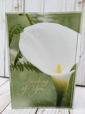 Calla Lily Sympathy Hallmark Card Thinking Of You Wishing You Peace Comfort New - Image 1 of 4