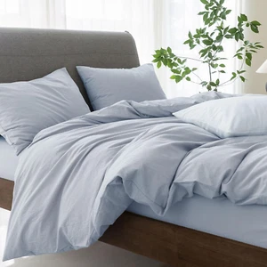 Bedding Duvet Cover Set Linen like Texture 100% Cotton 3 Pieces with Zipper Clos - Picture 1 of 6