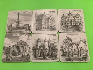GERMAN Landmarks Schuberth tamat-series WEST GERMANY COASTERS SET OF 6 melamine - Picture 1 of 8