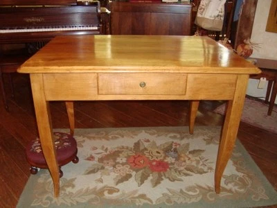 French Farm table or table desk with one drawer, fruit-wood, circa 1850, w 43in. - Image 1 of 4