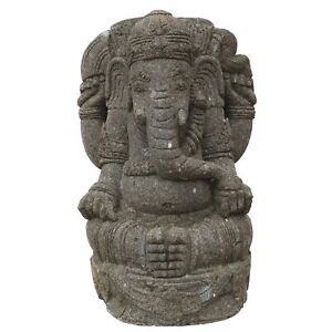 Ganesha Figur 100cm Steinfigur Garten Statue Steinmetzarbeit Lavastein frostfest