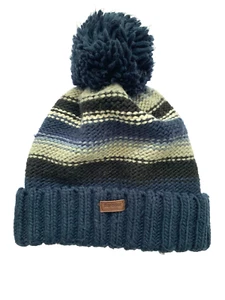 BARBOUR Harrow Stripe Beanie Bobble Hat Knit OSFA - Picture 1 of 3
