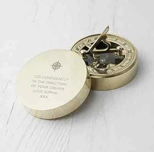 Lot Of 10 Brass Engraved Sundial Compass Add Your Massage and Logo Handmade Gift - Picture 1 of 1