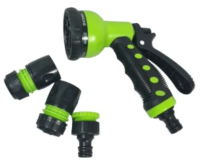 Multi-Spray Water Gun Set 8 Pattern Garden Adjustable With Connectors Soft Grip - Image 1 of 4