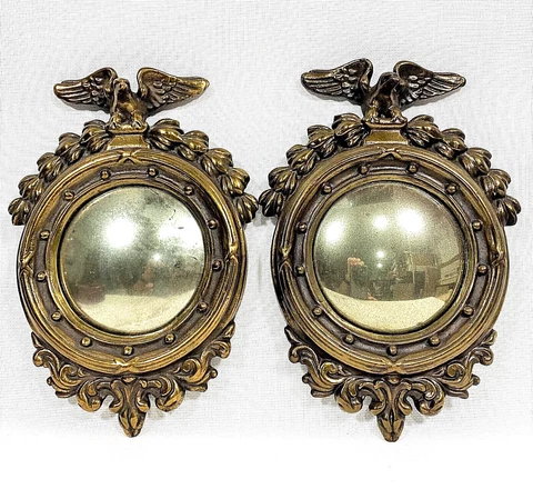 Vintage  9" BRONZE-CLAD FEDERAL PERIOD STYLE DECOR 13 stars  BULLSEYE MIRRORS Cover