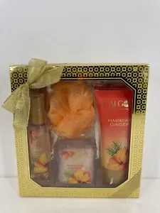 Calgon Take Me Away Hawaiian Ginger Gift Set 4 pc Body Wash Mist Bath Beads Pouf - Picture 1 of 3