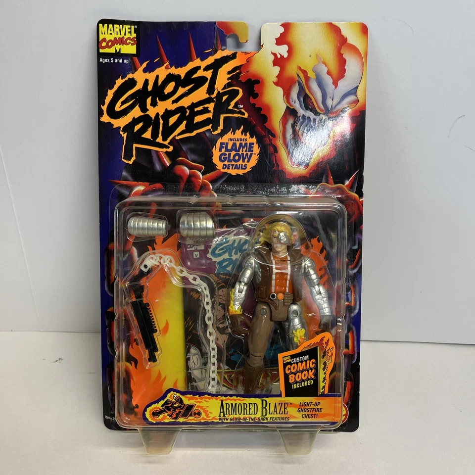 1996 Toy Biz Marvel Comics Ghost Rider Armored Blaze With Glow in The Dark