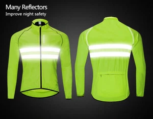 Men's Windproof Cycling Jackets Reflective Hi-Vis MTB Bike Bicycle Sports Jersey - Bild 1 von 11