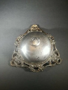 Antique Counter service bell, cast metal, works, 5 x 5 in triangle, ornate base - Picture 1 of 5