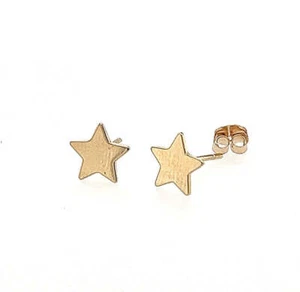 14K Yellow or White Gold Star Earrings with Push Backs - Picture 1 of 9