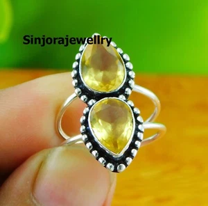 Citrine Gemstone 925 sterling Silver Handmade Ring US size 5 to 10 - Picture 1 of 4
