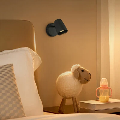 5W LED Bedroom Bedside Wall Light Fixture Adjustable Lamp GU10 Bulb Replaceable - Image 1 of 4