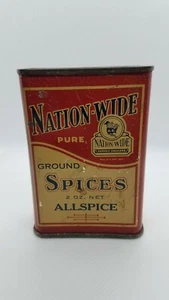 Nation-Wide Service Grocers Allspice 2 Ounces Spice Tin Litho Advertising 1929  - Picture 1 of 6