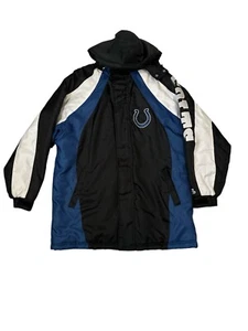 Indianapolis NFL Colts Removable Hooded Zip Snap Up Winter Coat M - Picture 1 of 8