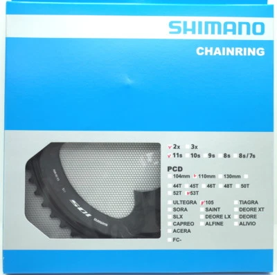 Shimano 105 FC-R7000 Chainring 53T for 53-39T, Black, 11 Spd, FC-R8000 Usable - Image 1 of 3